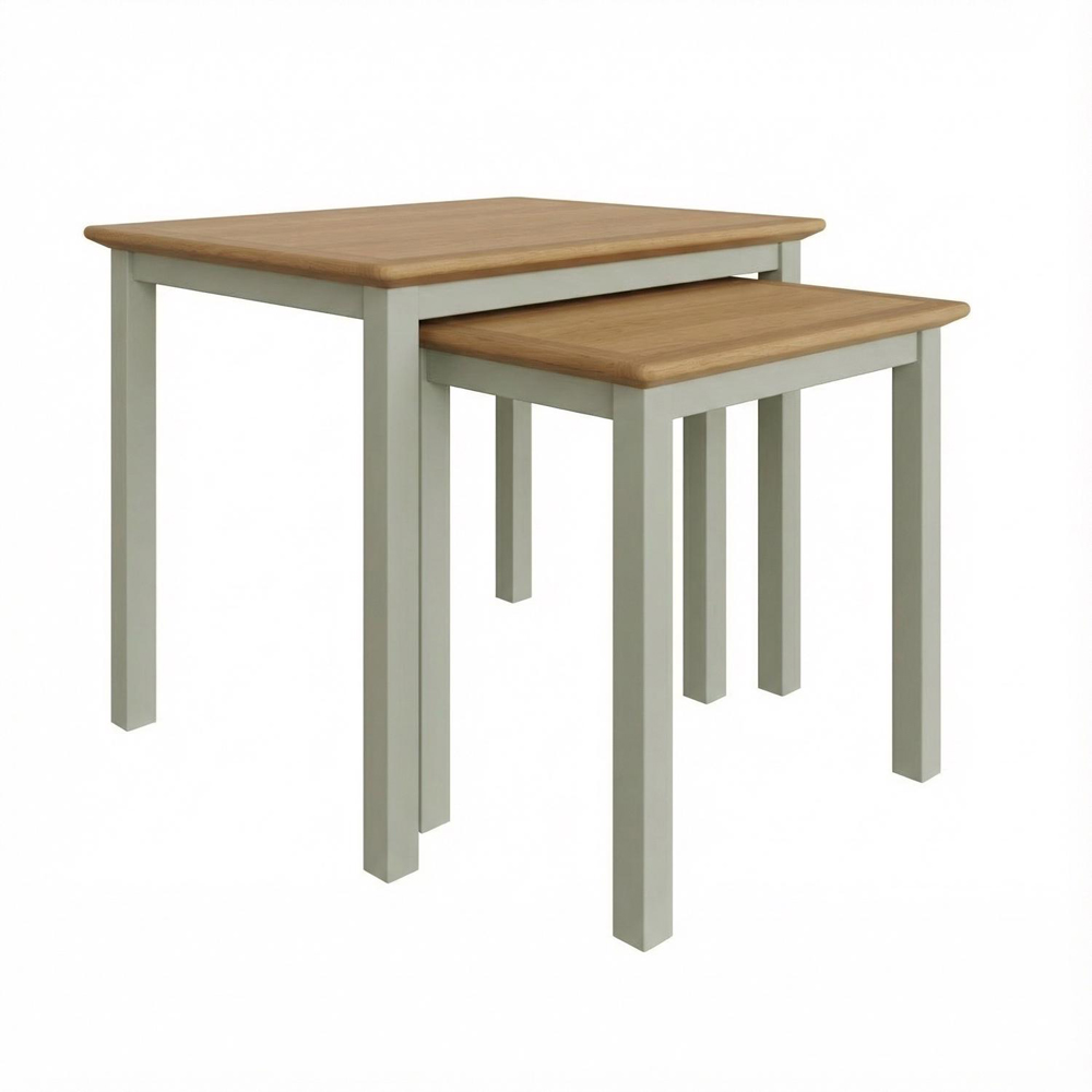 FWStyle Taberno Sage Green and Oak Nesting Side Table Set of 2 Image 5