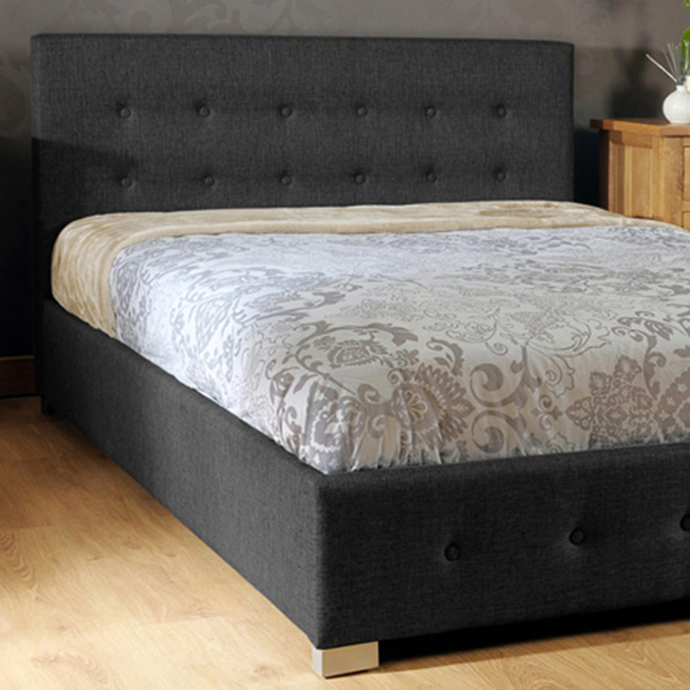Brooklyn King Size Black Faux Leather Ottoman Storage Bed Image 2