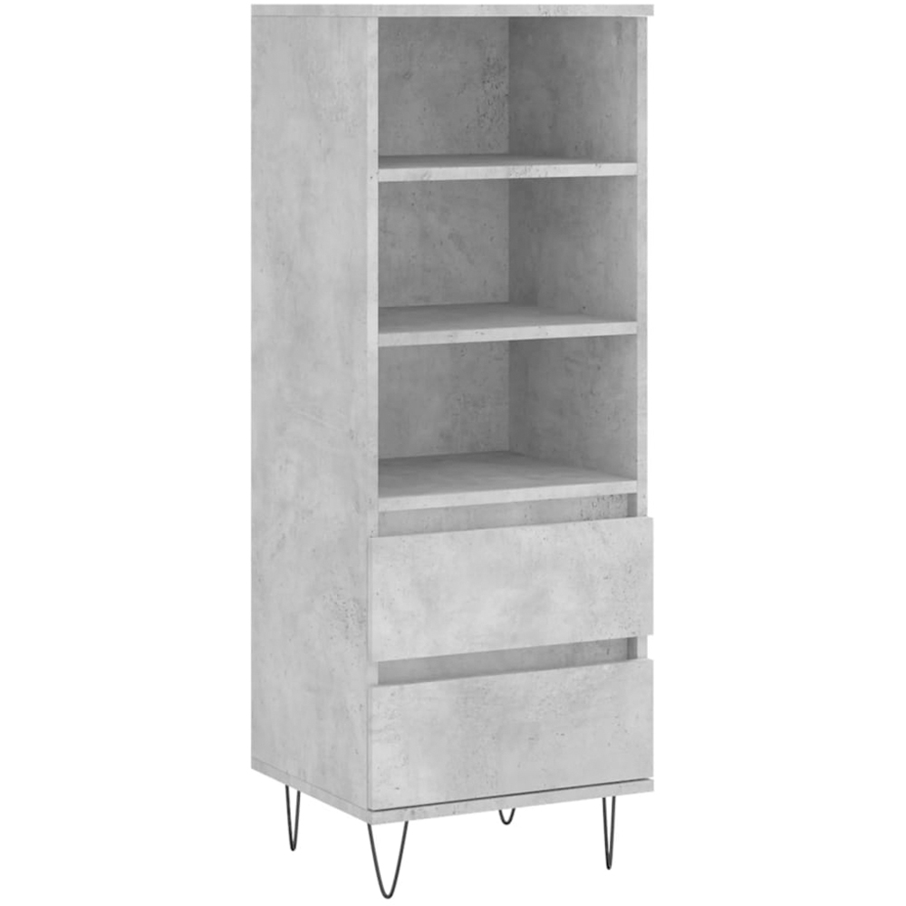 vidaXL 2 Door 3 Open Shelf Concrete Grey Highboard with Black Hairpin Legs Image 2