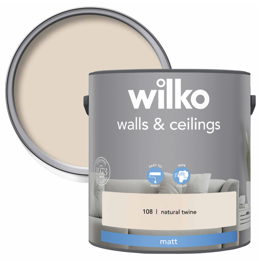 Wilko Walls & Ceilings Natural Twine Matt Emulsion Paint 2.5L Image 1