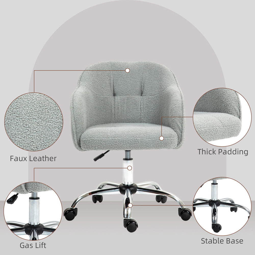 Portland Grey Fluffy Vanity Chair with Adjustable Height Image 8