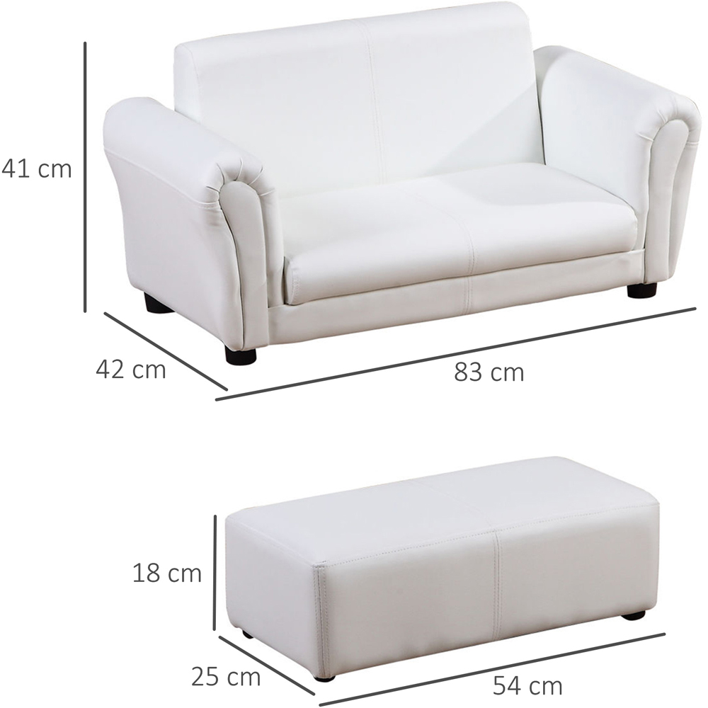 Tommy Toys 2 Seater White Kids Sofa and Footstool Image 8