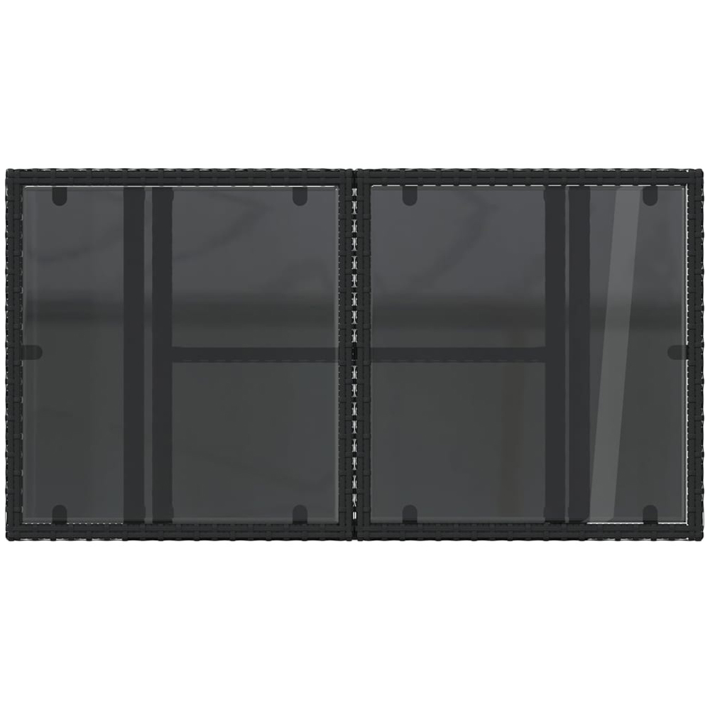 Walplus 2 Seater Black Poly Rattan Liftable Glass Top Convertible Garden Dining Table Image 7