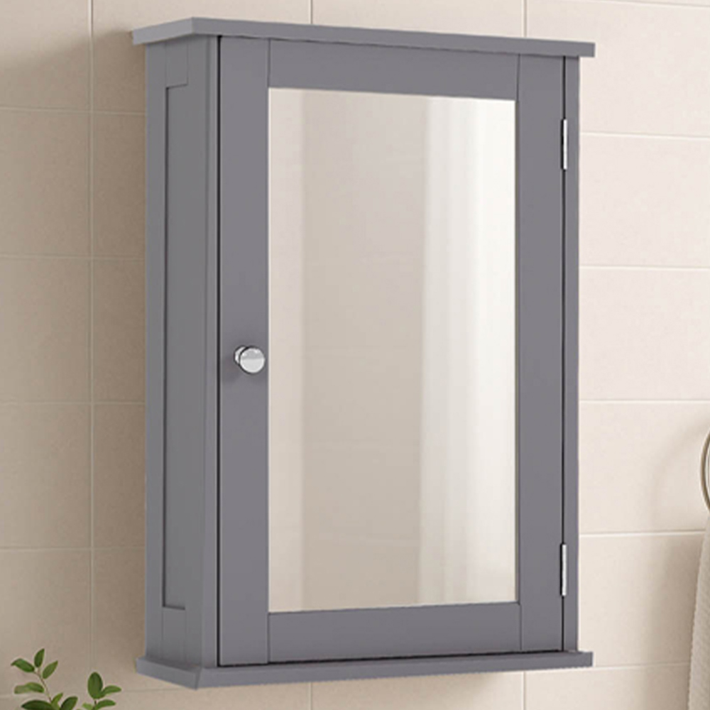 Bath Vida Priano Single Door Grey Mirror Bathroom Cabinet Image 1