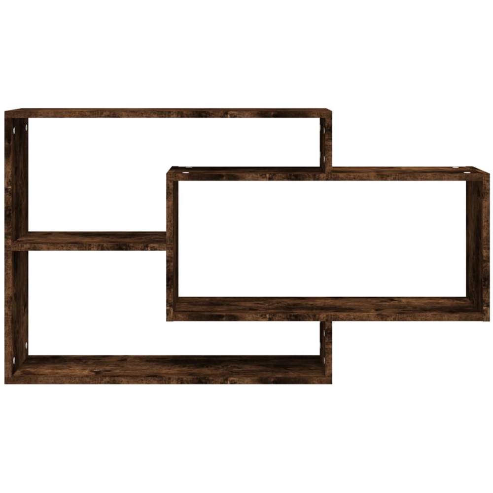 vidaXL 3 Compartment Smoked Oak Wall Shelf Image 2