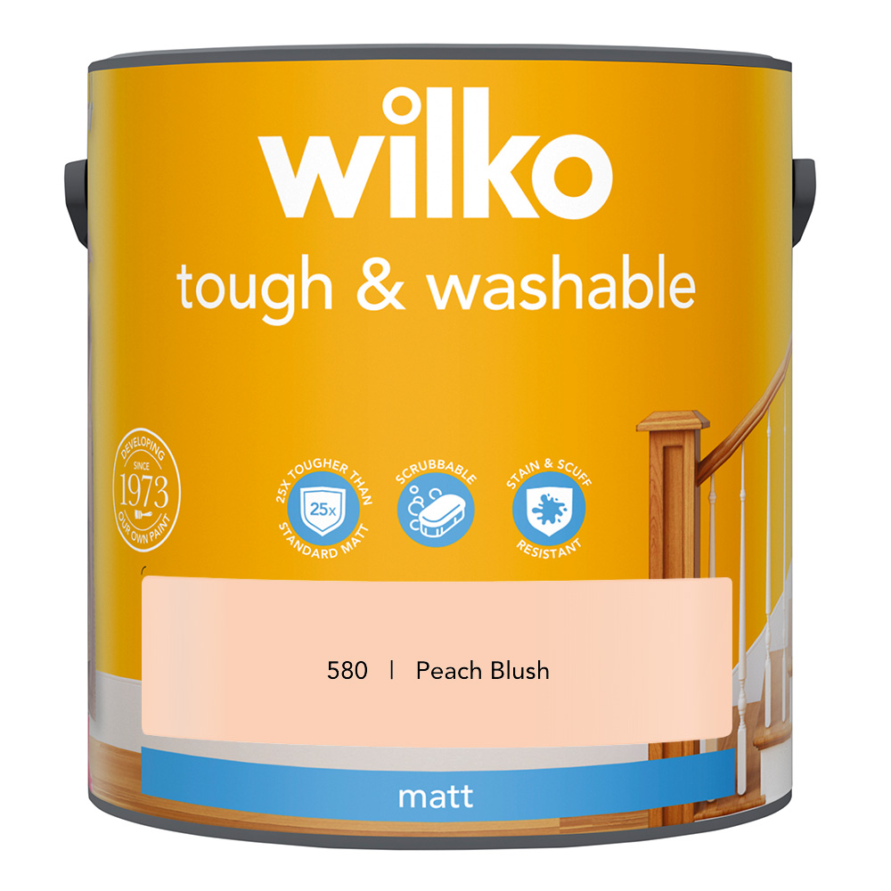 Wilko Tough & Washable Peach Blush Matt Emulsion Paint 2.5L Image 2