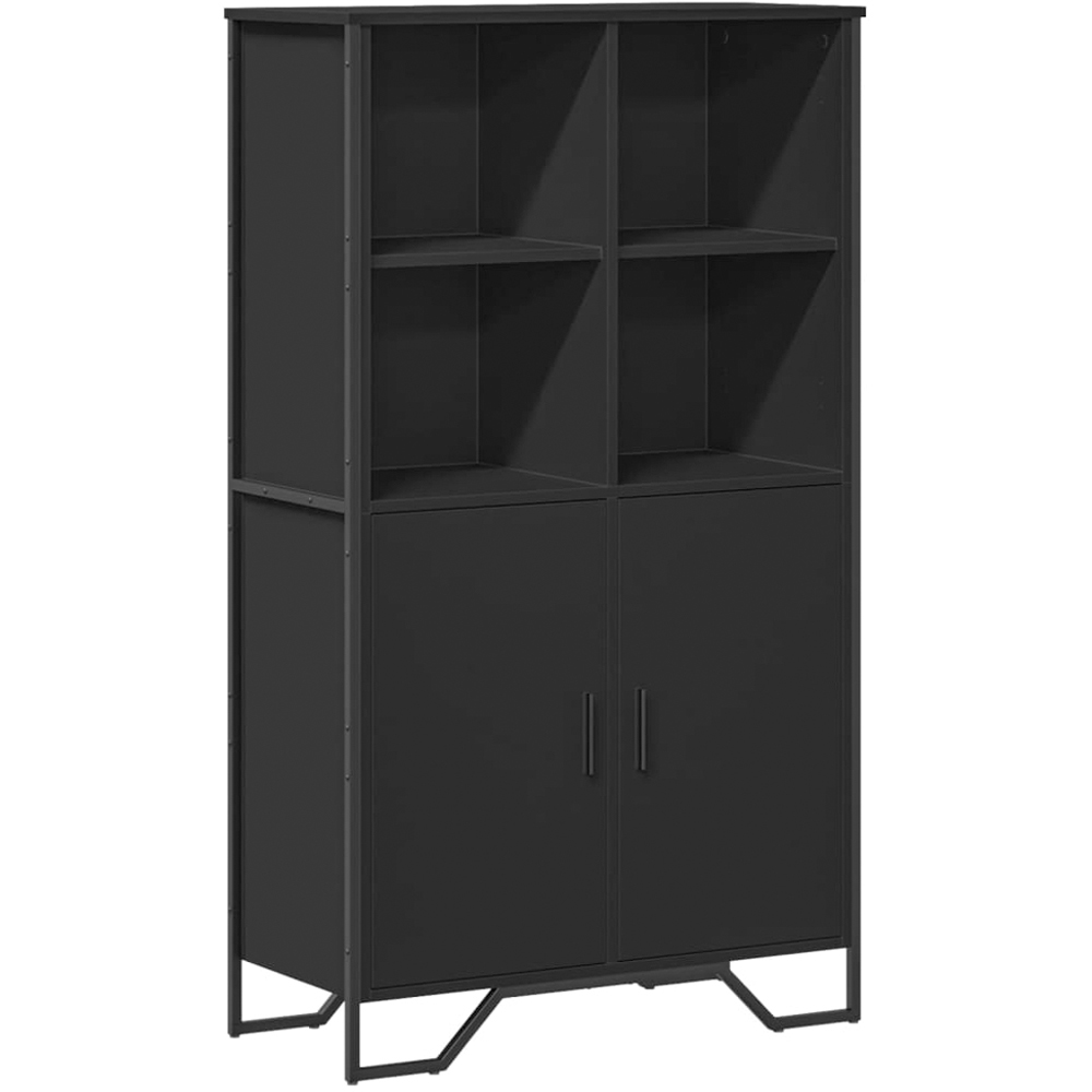 vidaXL 2 Door 4 Open Shelf Black Highboard Image 2