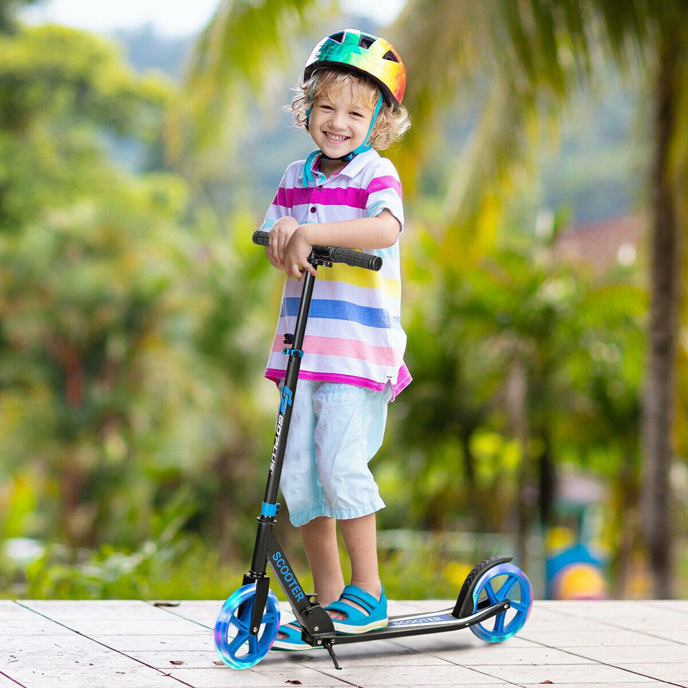 Costway Kids Blue Foldable Kick Scooter with LED Lights Image 3