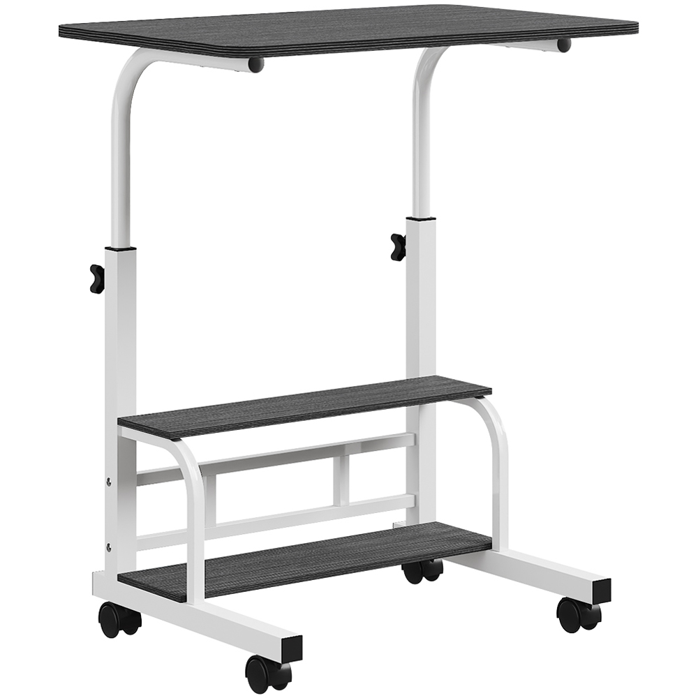 Living and Home 2 Shelf White Adjustable Overbed Table Image 2