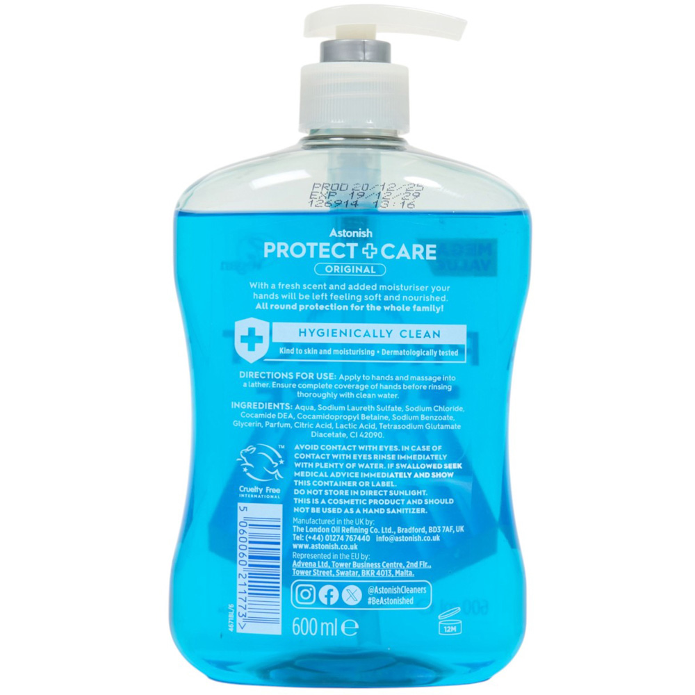Astonish Protect and Care Antibacterial Original Moisturising Handwash 650ml Image 2