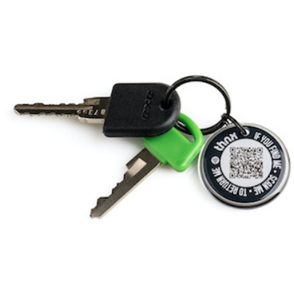 Thnx Black Medium Airtag Keychain with QR Code Image 3