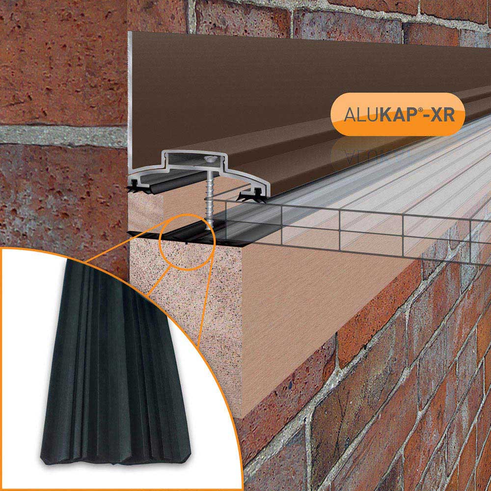 Alukap-XR Brown Wall Bar 2.0m with 55mm Rafter Gasket Image 3
