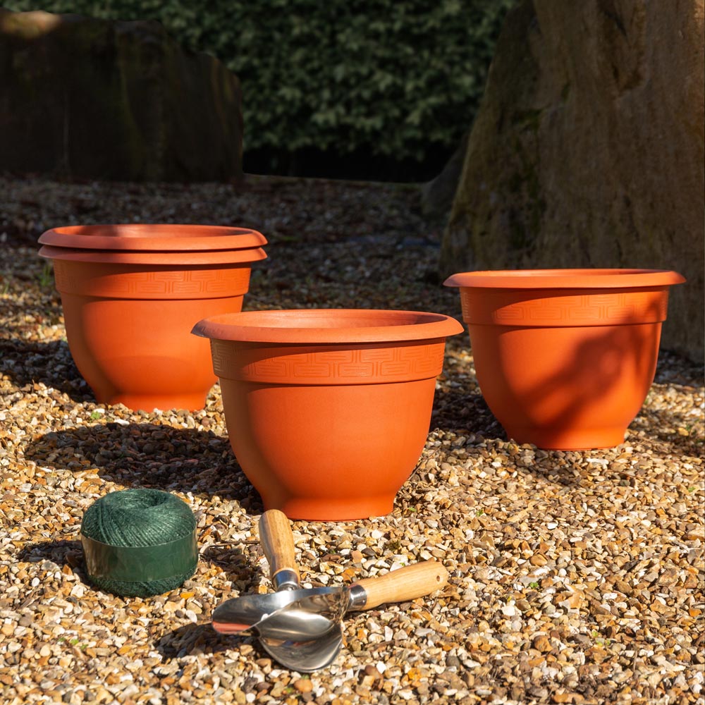 Wham Bell Pot Terracotta Recycled Plastic Round Planter 28cm 4 Pack Image 2