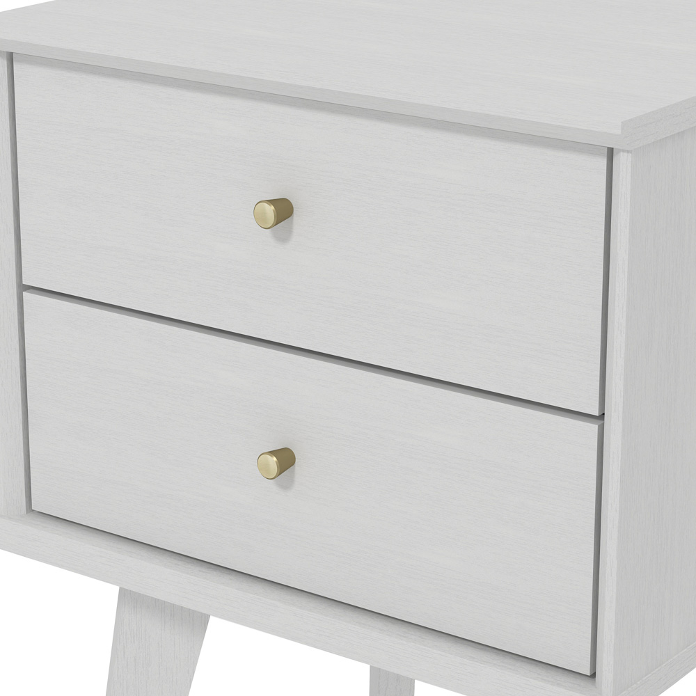 GFW Buckfast 2 Drawer Pearl White Side Table Image 7