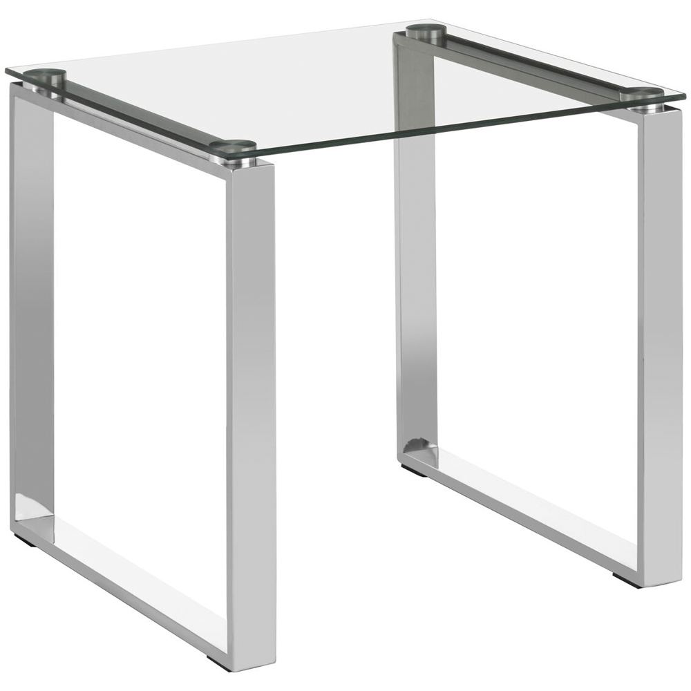 Premier Housewares Allure Silver Finish Square End Table with Glass Top Image 2