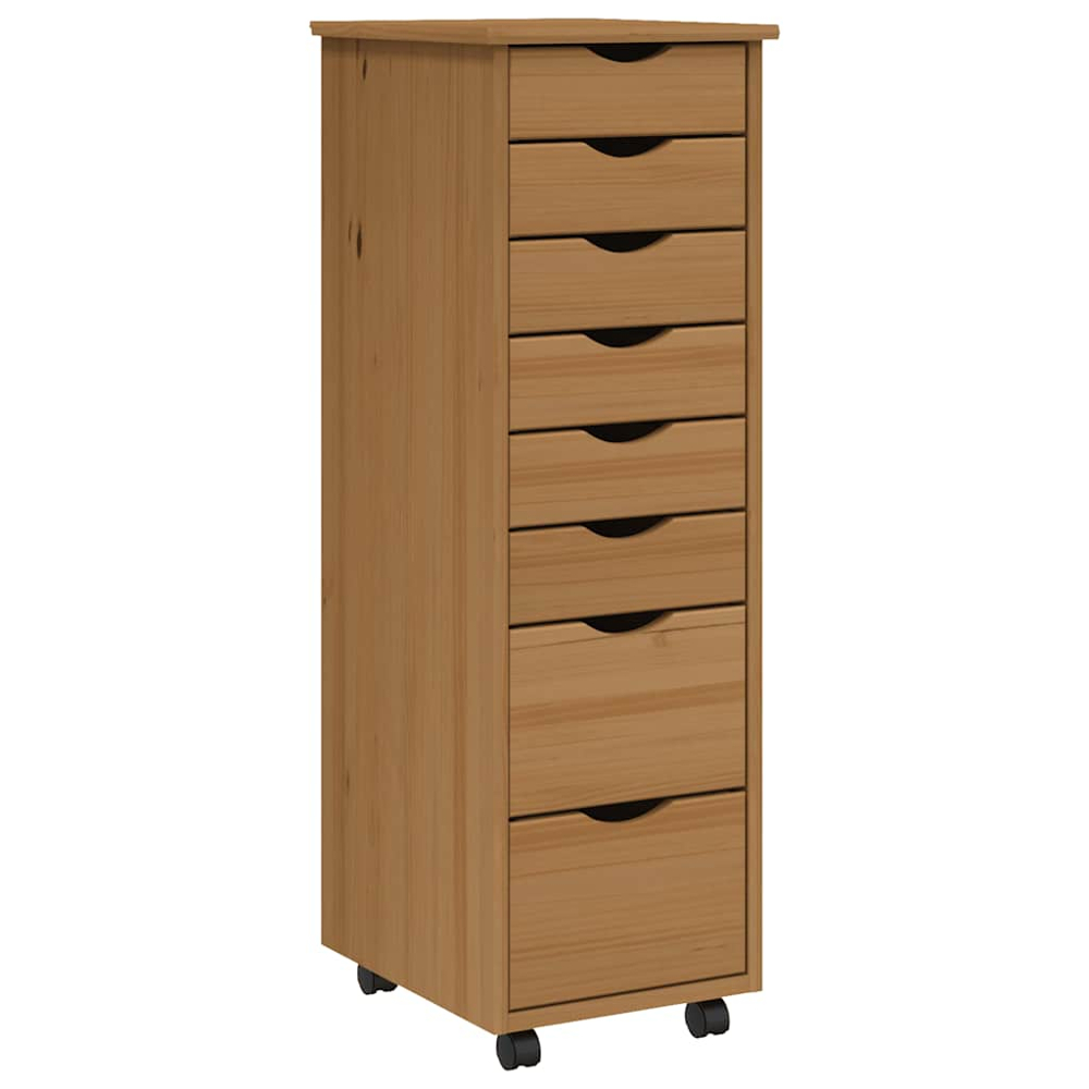 vidaXL 8 Drawer Brown Rolling Storage Cabinet Image 2