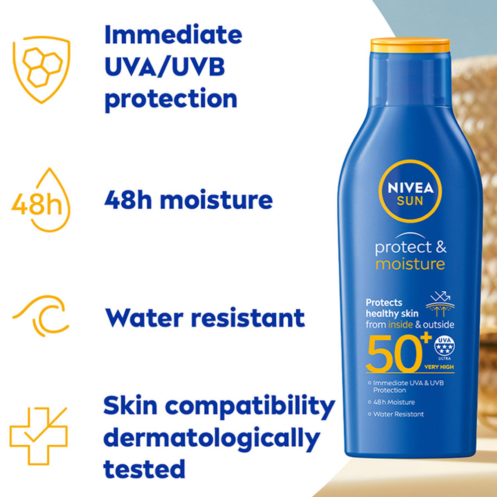 Nivea Sun Protect and Moisture Sun Cream Lotion SPF50 200ml Image 4