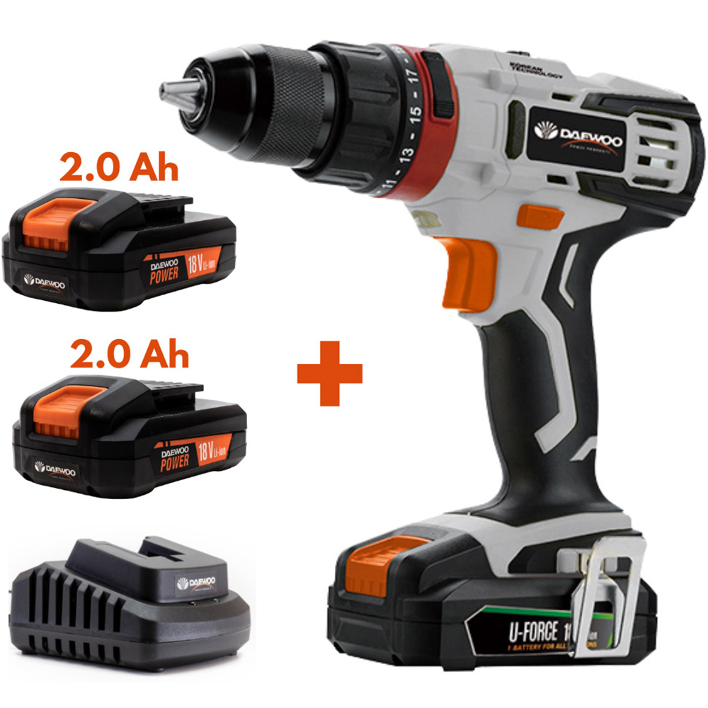 Daewoo U-Force 18V 2 x 2Ah Lithium-Ion Impact Drill with Battery Charger Image 5