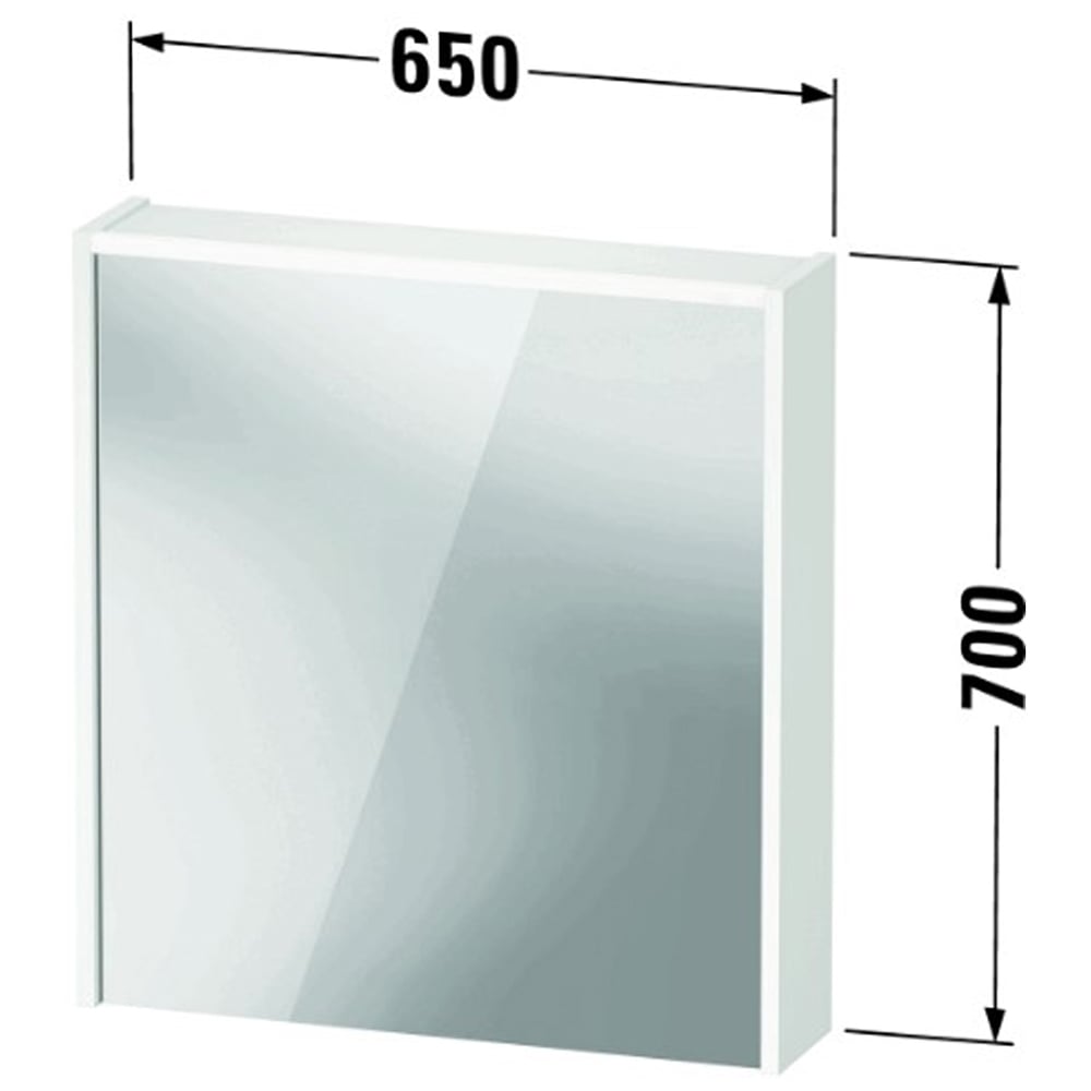 Duravit D-Code Left Opening Pale Green Illuminated Mirror Cabinet 650 x 700mm Image 3