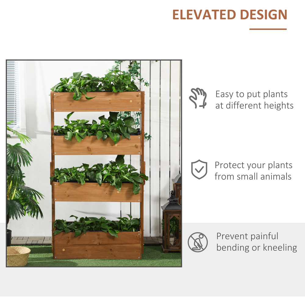 Outsunny Orange Wooden Raised Garden Bed Plant Stand Image 5