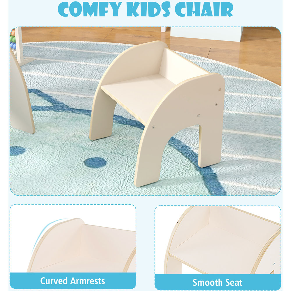 Costway White Wooded Toddler Kids Desk Set Image 6