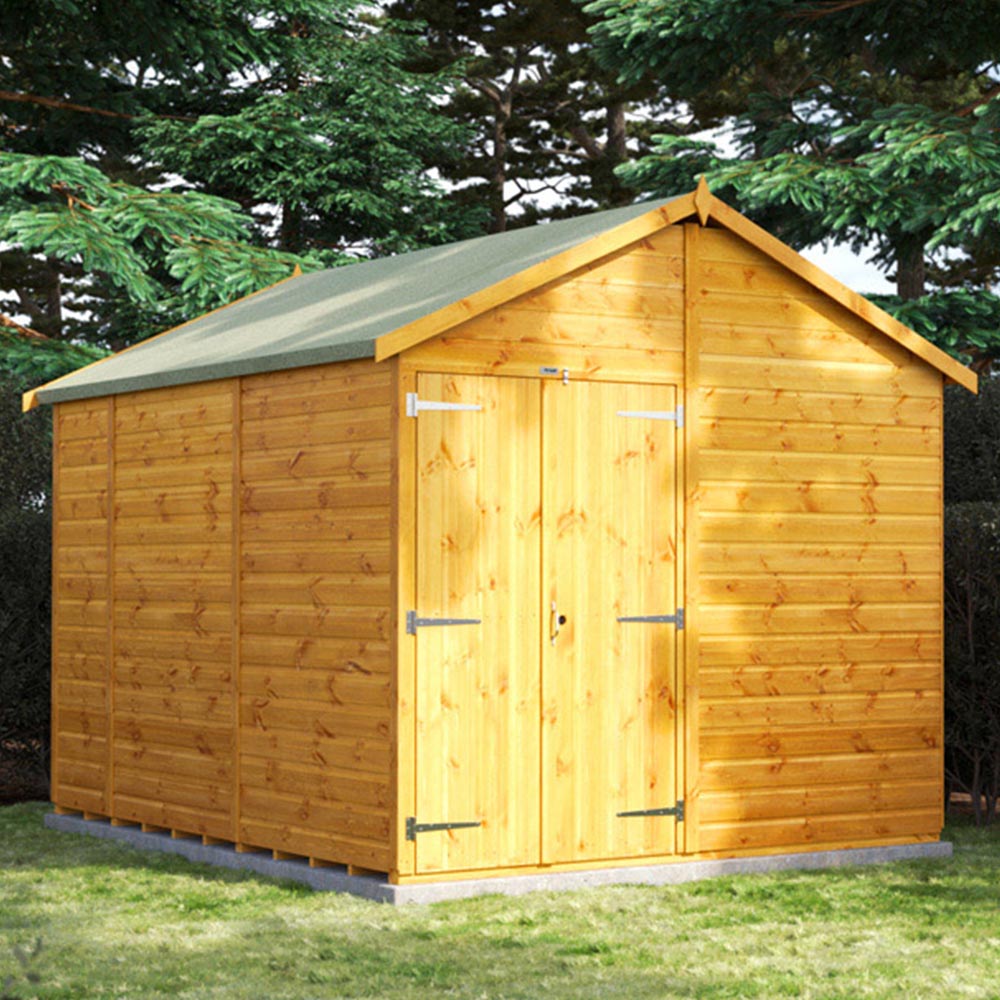 Power Sheds 10 x 8ft Double Door Apex Wooden Shed Image 2