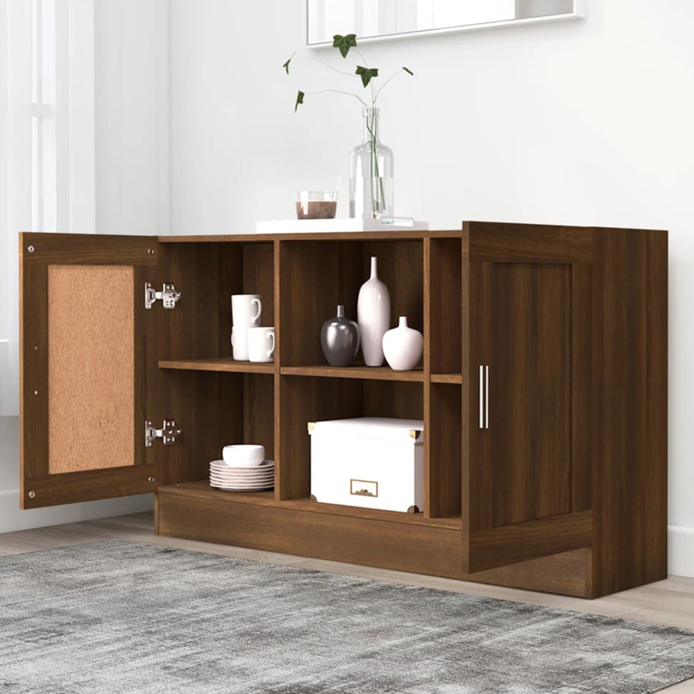 vidaXL 2 Door 2 Shelf Brown Oak Sideboard Image 1
