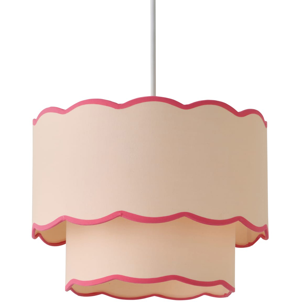 ValueLights Sloane 2 Tier Pink Colour Clash Scalloped Shade Image 1