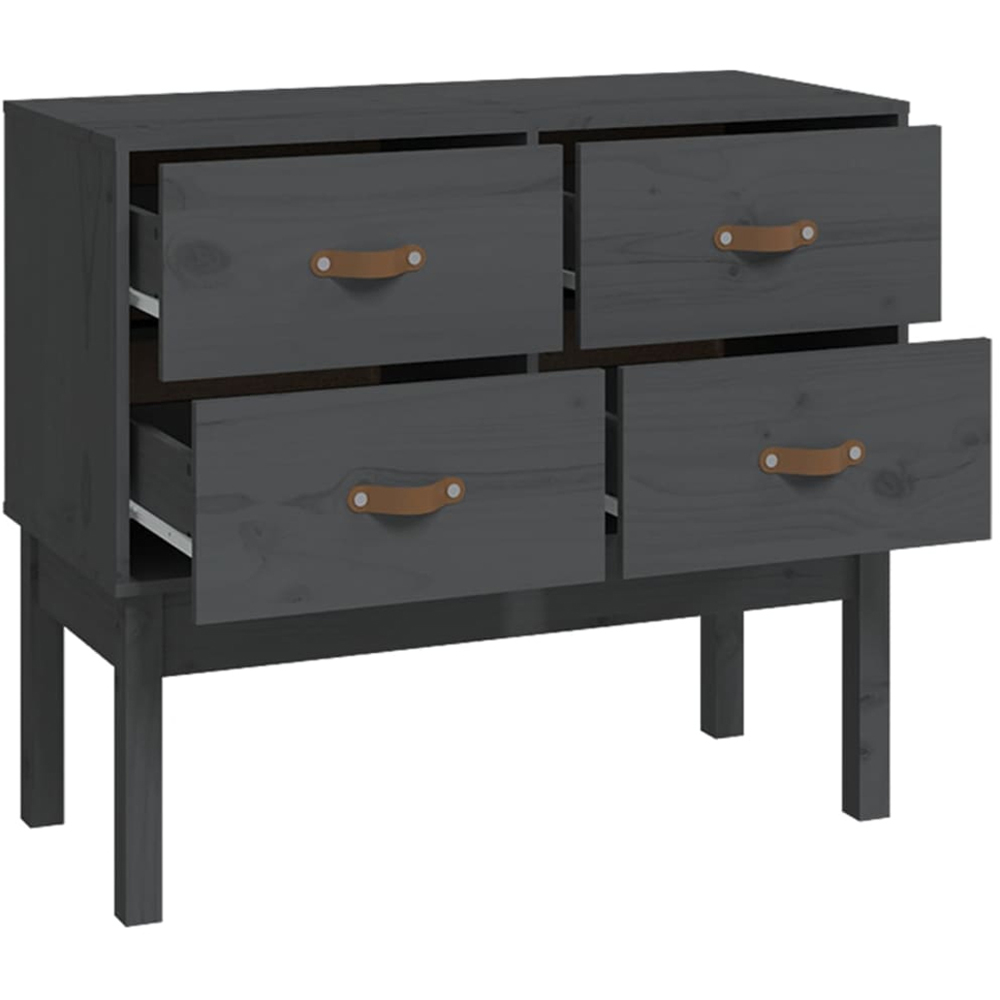 vidaXL 4 Drawer Grey Solid Wood Pine Console Cabinet Image 4