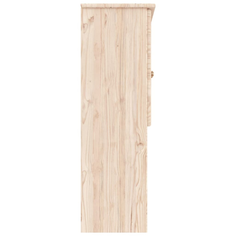 vidaXL Alta 2 Glass Door 4 Shelf Natural Solid Wood Pine Dresser Top Image 5