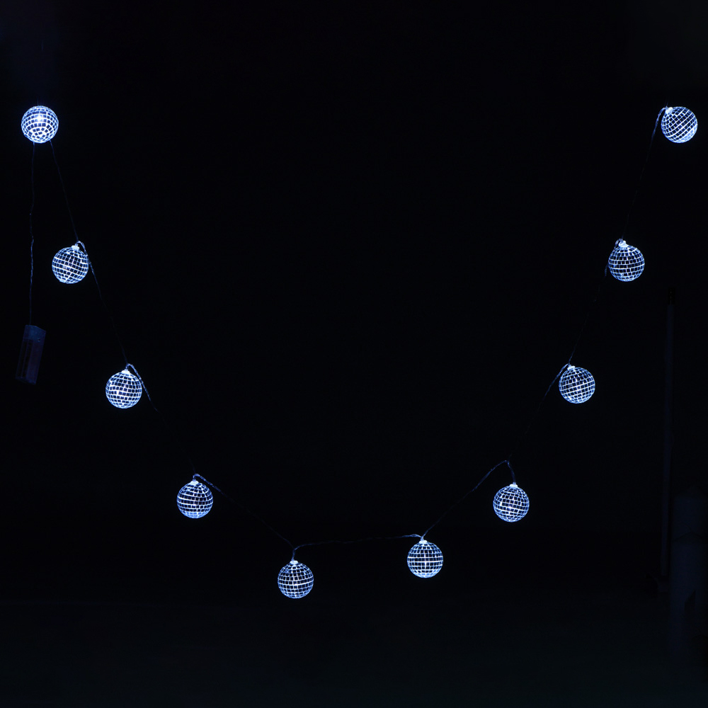 Wilko 10 B/O Mirror Disco Ball String Lights Image 1