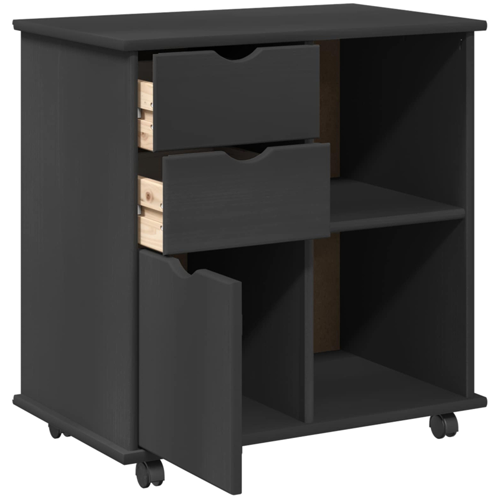 vidaXL Single Door 2 Drawer 2 Shelf Grey Rolling Storage Cabinet Image 4