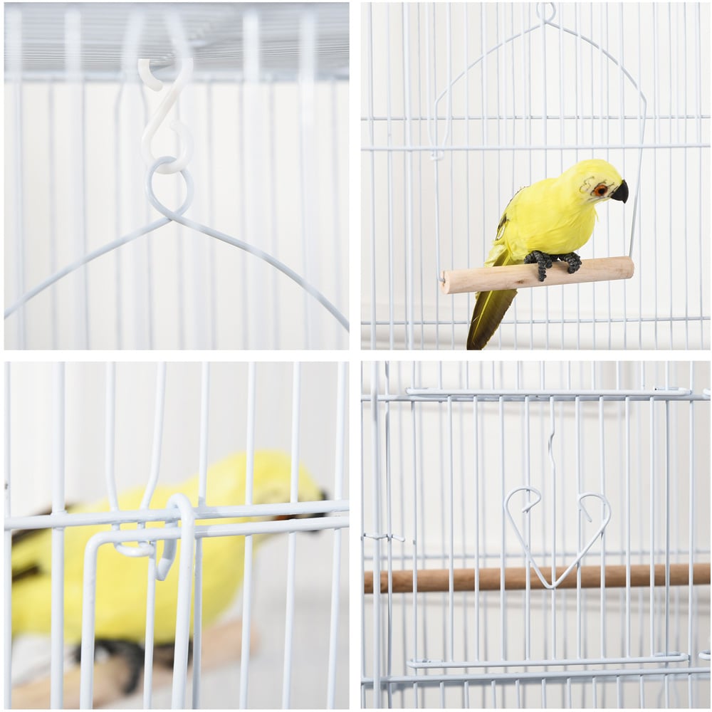 PawHut 92cm Large White Bird Cage with Perches Image 3