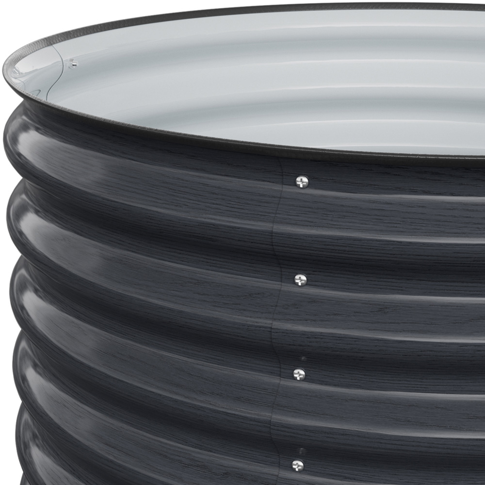 Living and Home Grey Round Metal Raised Garden Bed with Open Bottom 80 x 43cm Image 7