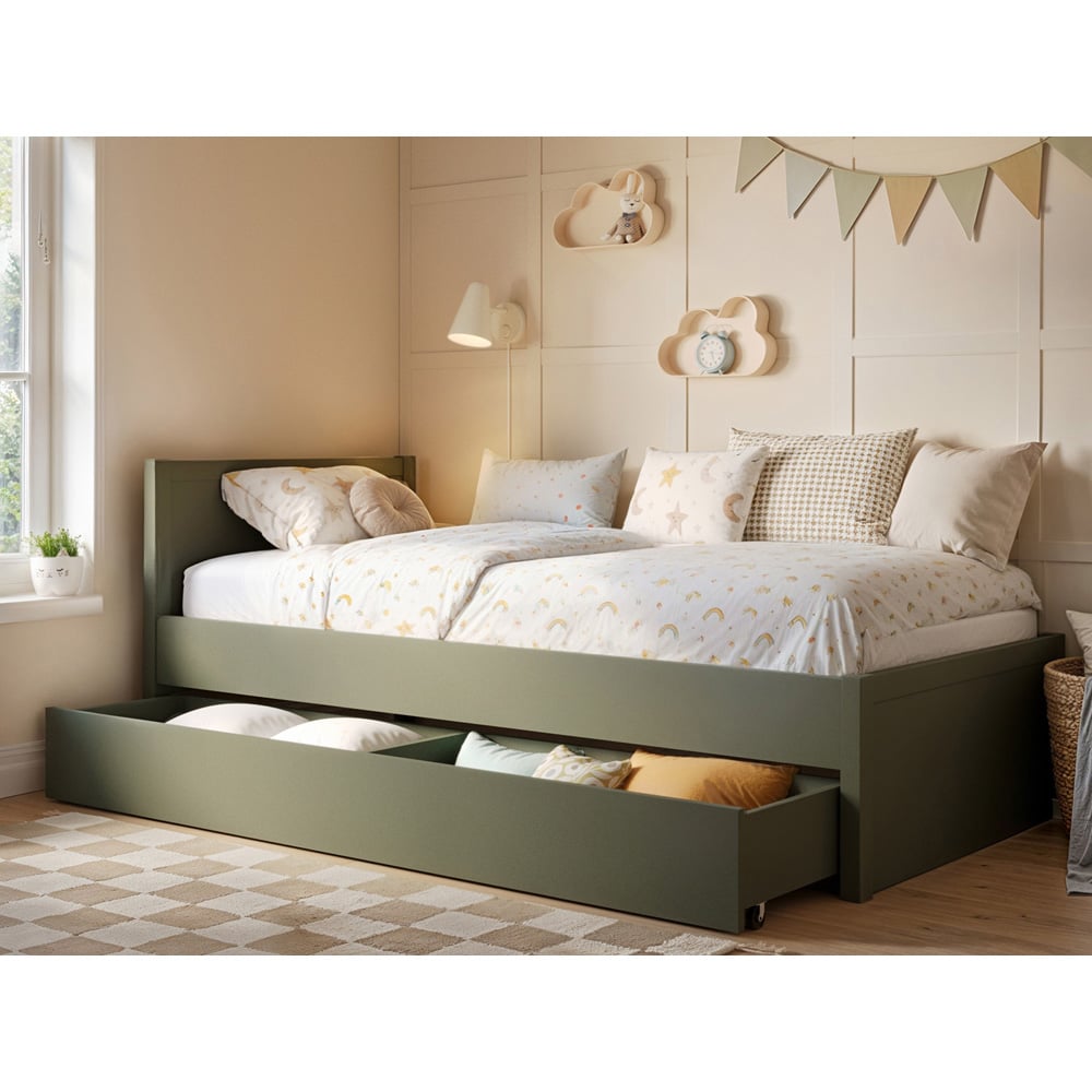 Flair Oli Single Olive Green 2 Drawer Storage Bed Image 5