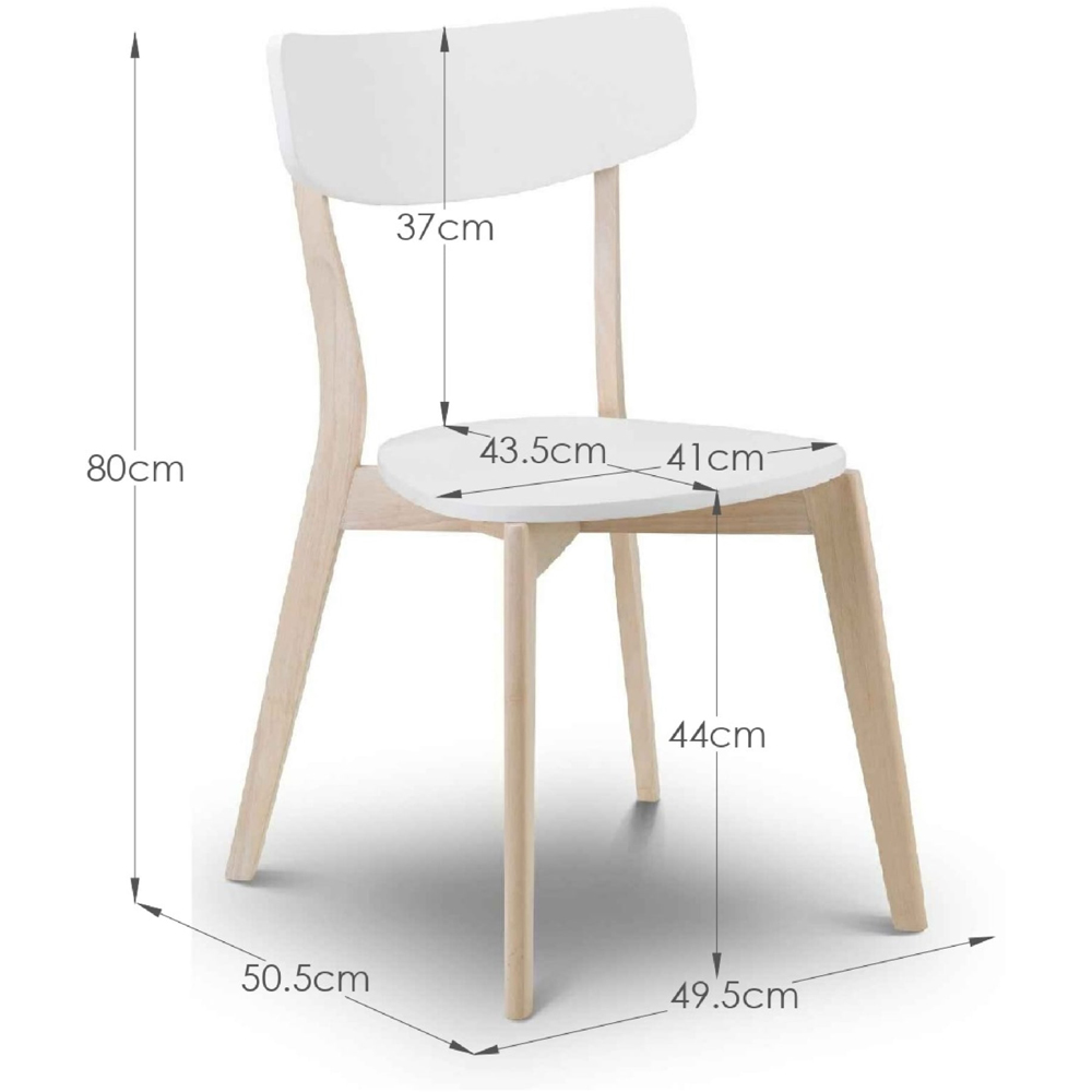 Julian Bowen Casa Set of 2 White and Oak Dining Chairs Image 7