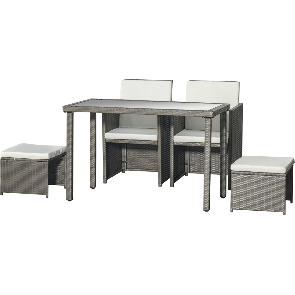 Outsunny 4 Seater Rattan Garden Dining Set Grey Image 2
