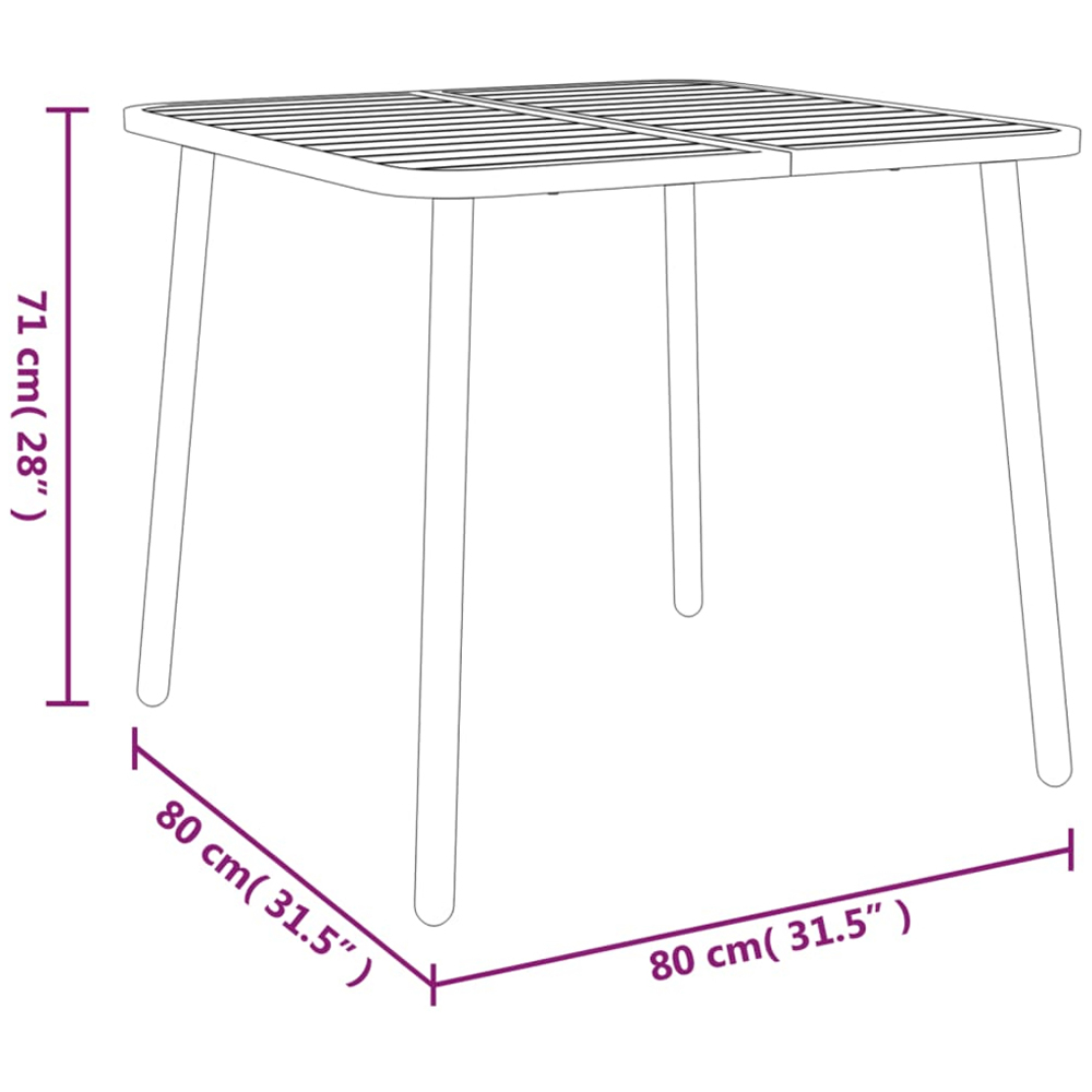 vidaXL 2 Seater Anthracite Steel Slatted Garden Table Image 6