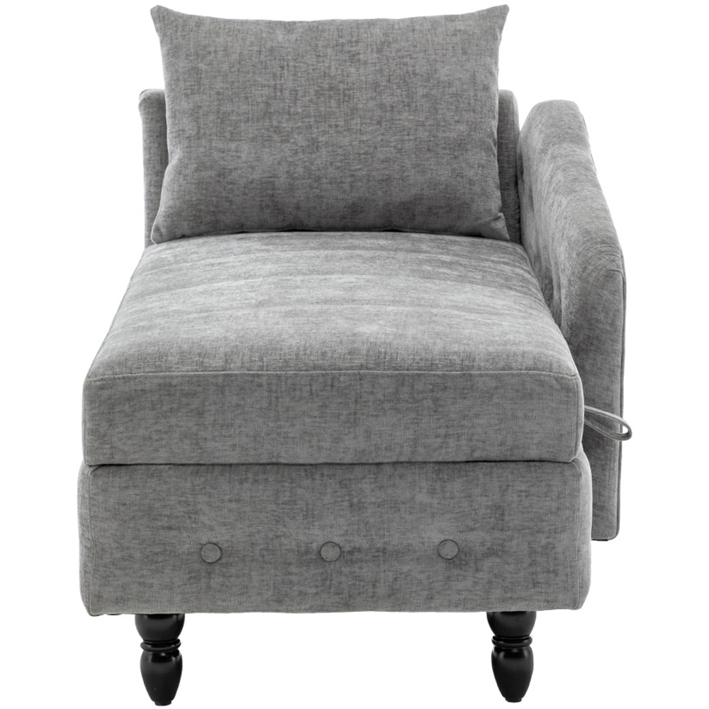 Living and Home Grey Left Hand Chenille Chaise Lounge with Storage Image 2