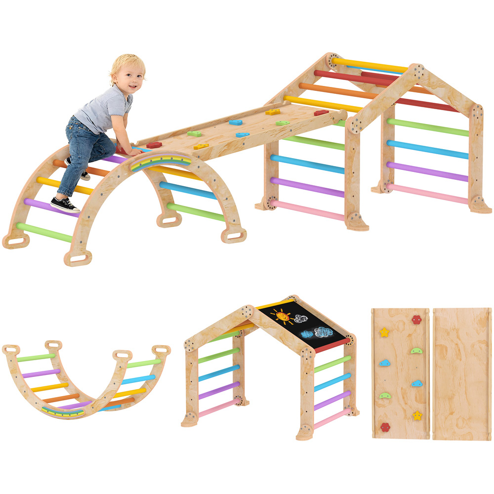 Tommy Toys AIYAPLAY 9-in-1 Toddler Multicolour Climbing Frame with Slide Ramp Ladder and Blackboard Image 3