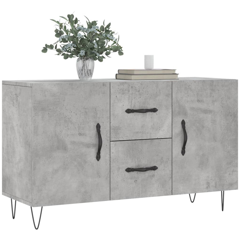 vidaXL 2 Door 2 Drawer Concrete Grey Wooden Sideboard Image 3