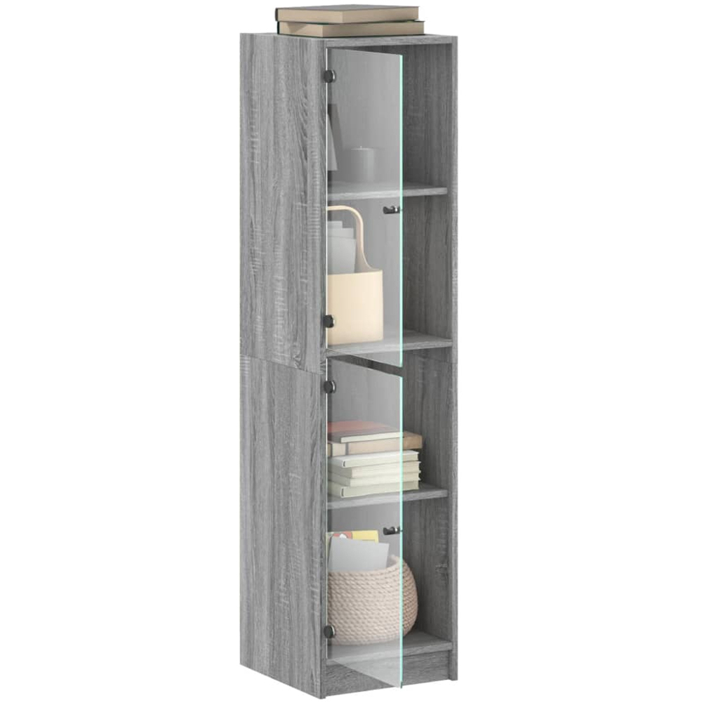 vidaXL 2 Glass Door Grey Sonoma Highboard Image 5