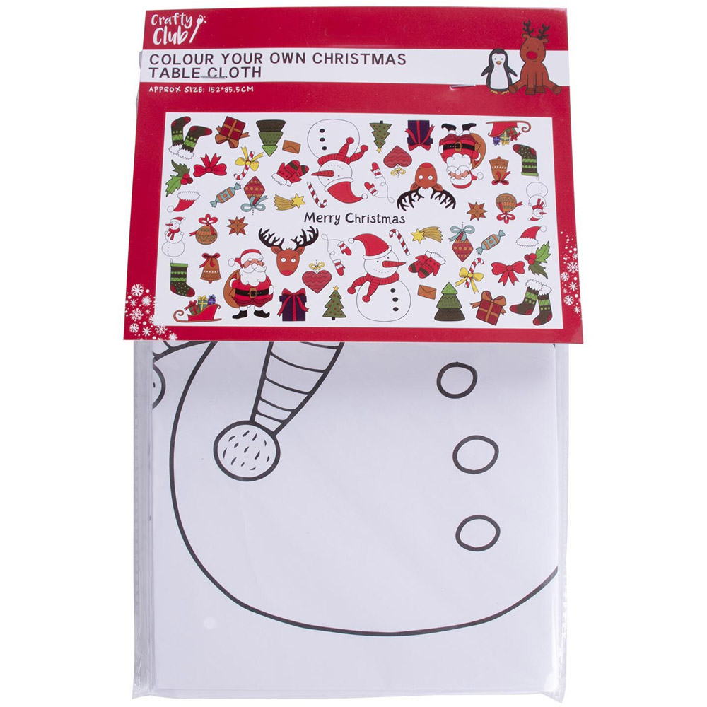 Colour Your Own Christmas Table Cloth - White Image