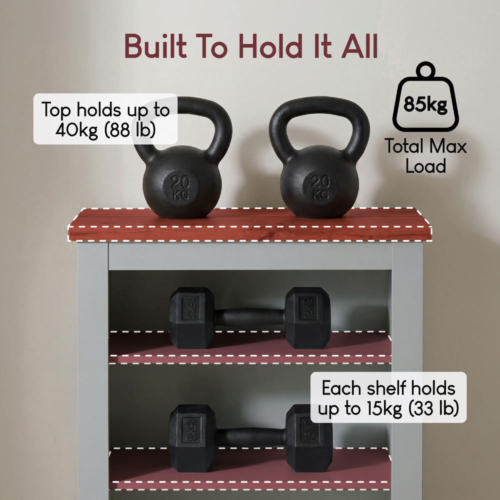 VIDA DESIGNS Arlington 3 Shelf Grey Bookcase Image 5