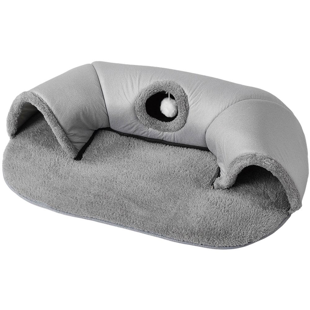 H&O Direct 2-in-1 Soft Flannel Cat Bed Play Tunnel Image 1