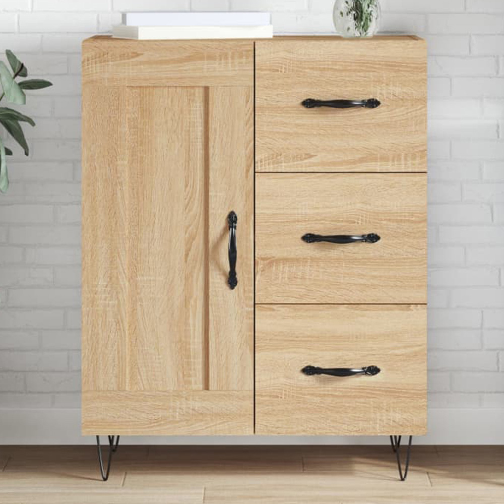 vidaXL Single Door 3 Drawer Sonoma Oak Sideboard Image 1