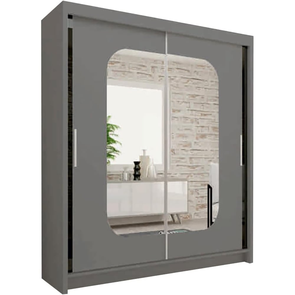 Sliding Wardrobes 4U Marika 2 Door Grey Mirror Wardrobe Image 2