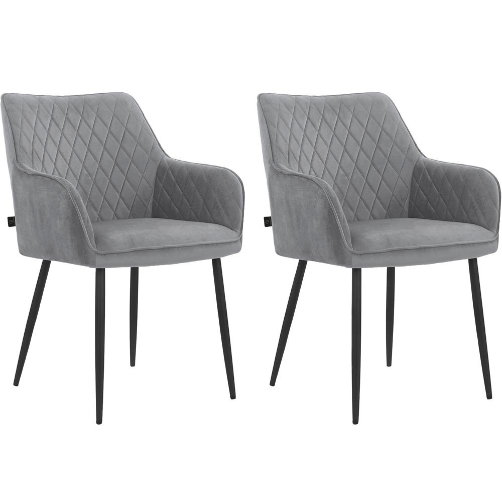 Loft24 Elvira Set of 2 Grey Velvet Dining Chair Image 2