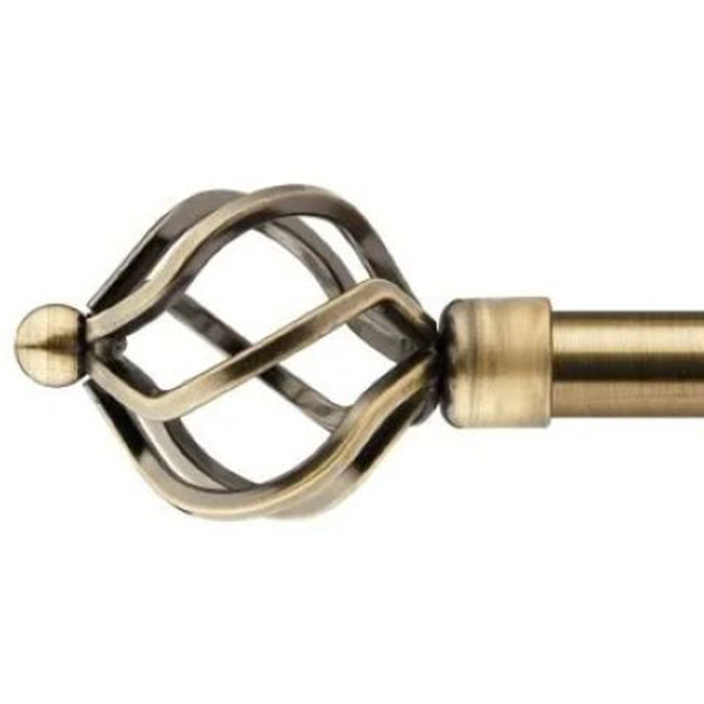 New Edge Blinds Cage 160-300cm Extendable Brass Eyelet Metal Curtain Pole Set Image 1