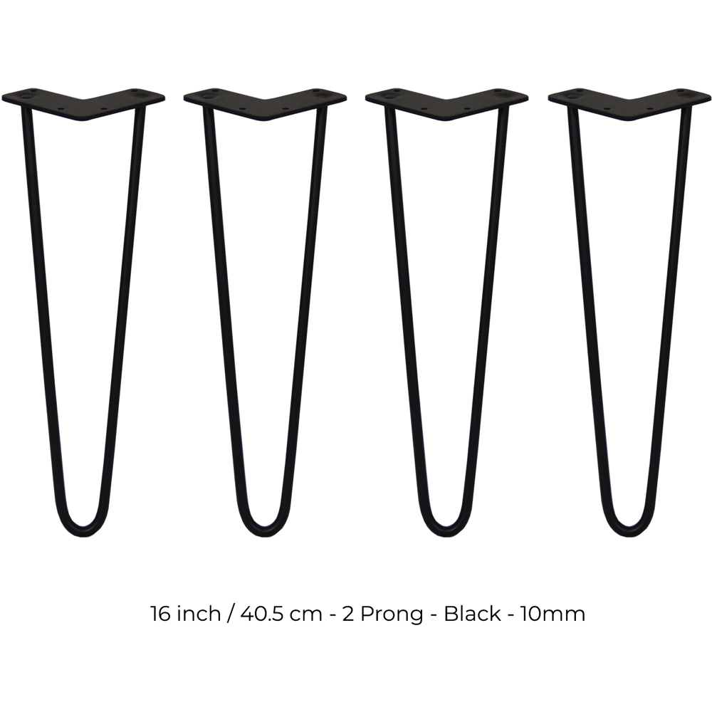 MonsterShop 2 Prong Black Hairpin Leg 406mm 4 Pack Image 5